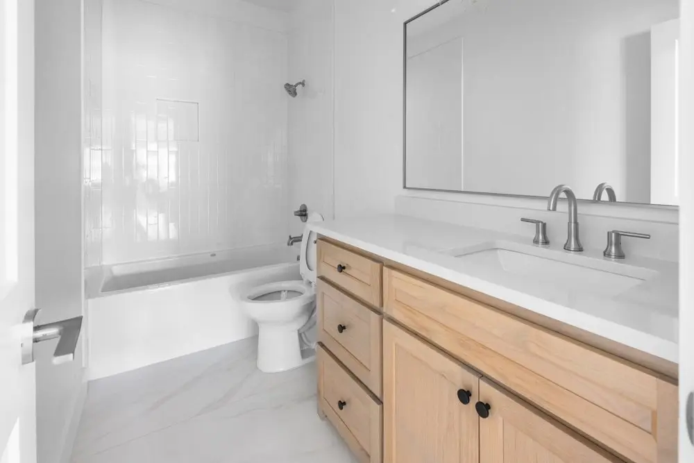 Guest bathroom with a tub and shower, The Dahl House, a custom home in Sherman, Texas