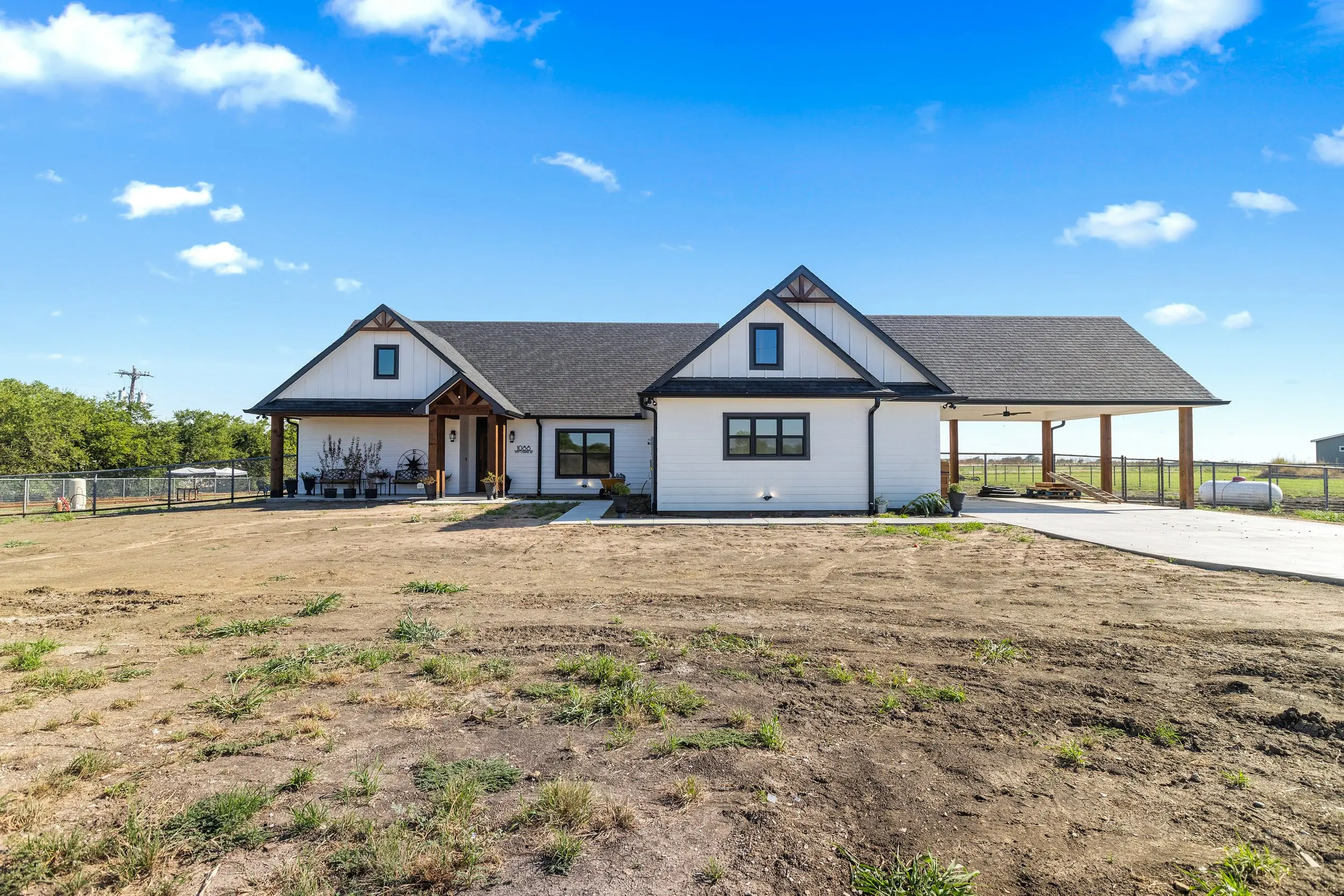 Front elevation of the house, The Lugo House, a custom home in Sherman, Texas