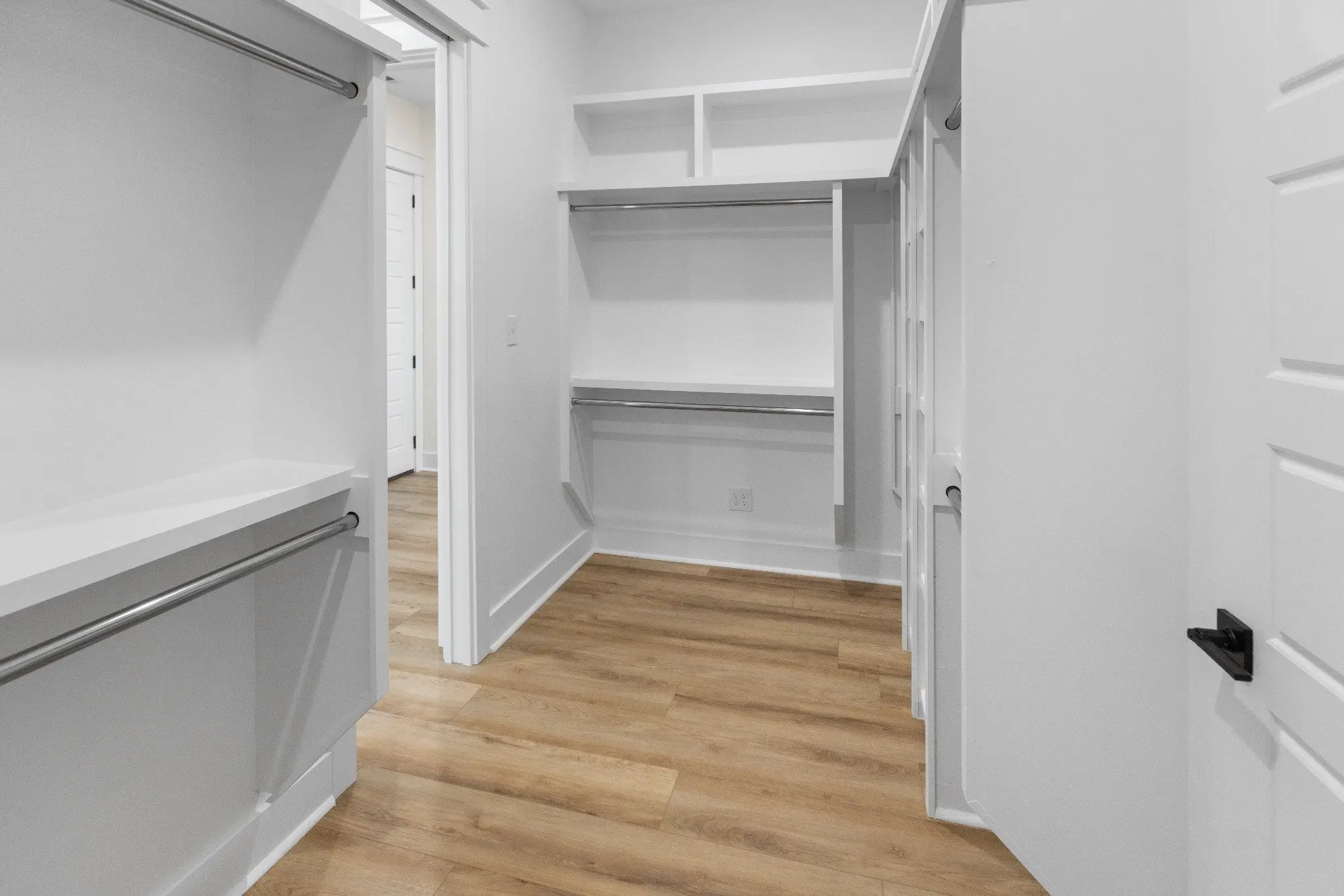 Laundry room with open shelving, The Wester House, a custom home in Sherman, Texas