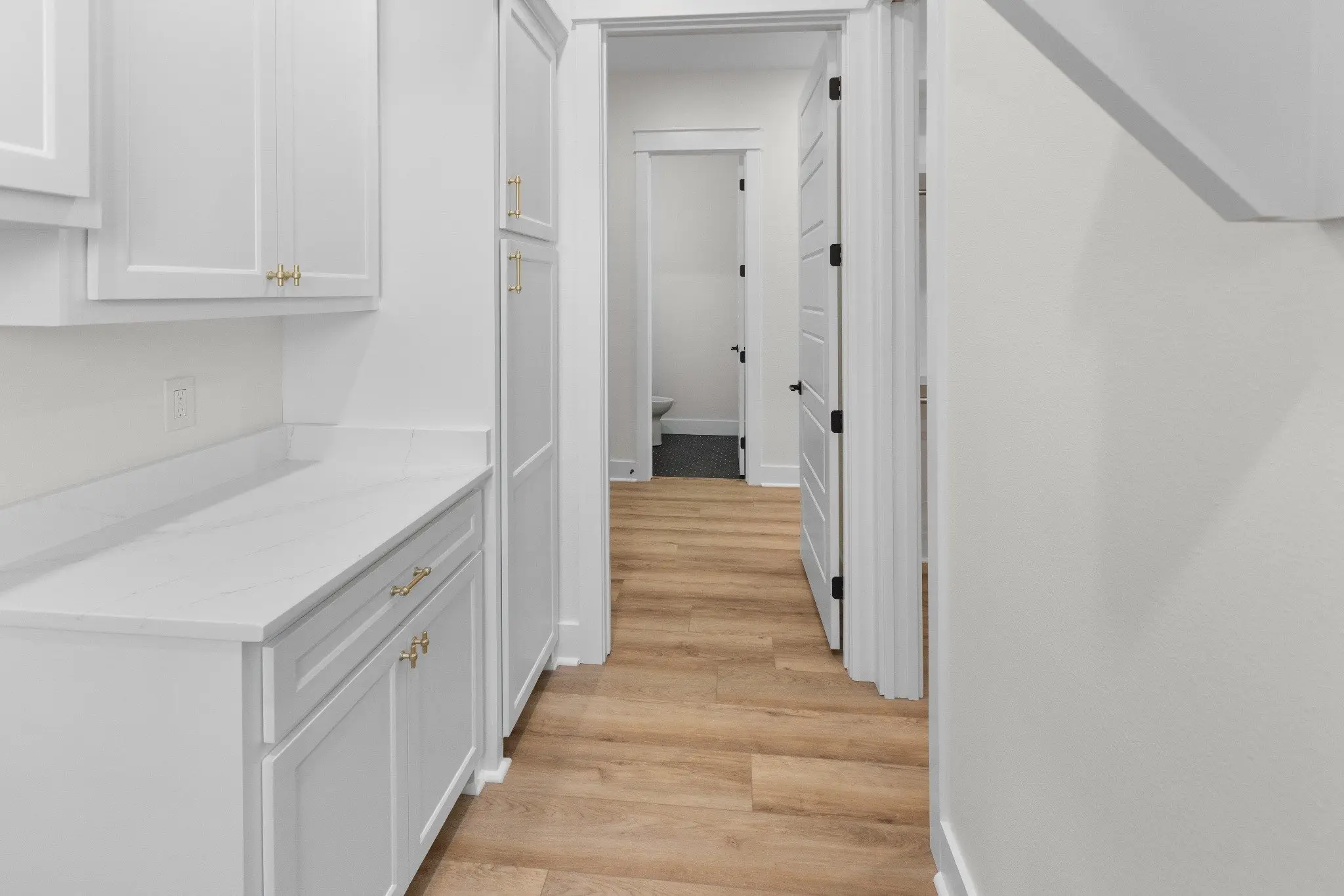 Mudroom bench with built-in storage, The Wester House, a custom home in Sherman, Texas